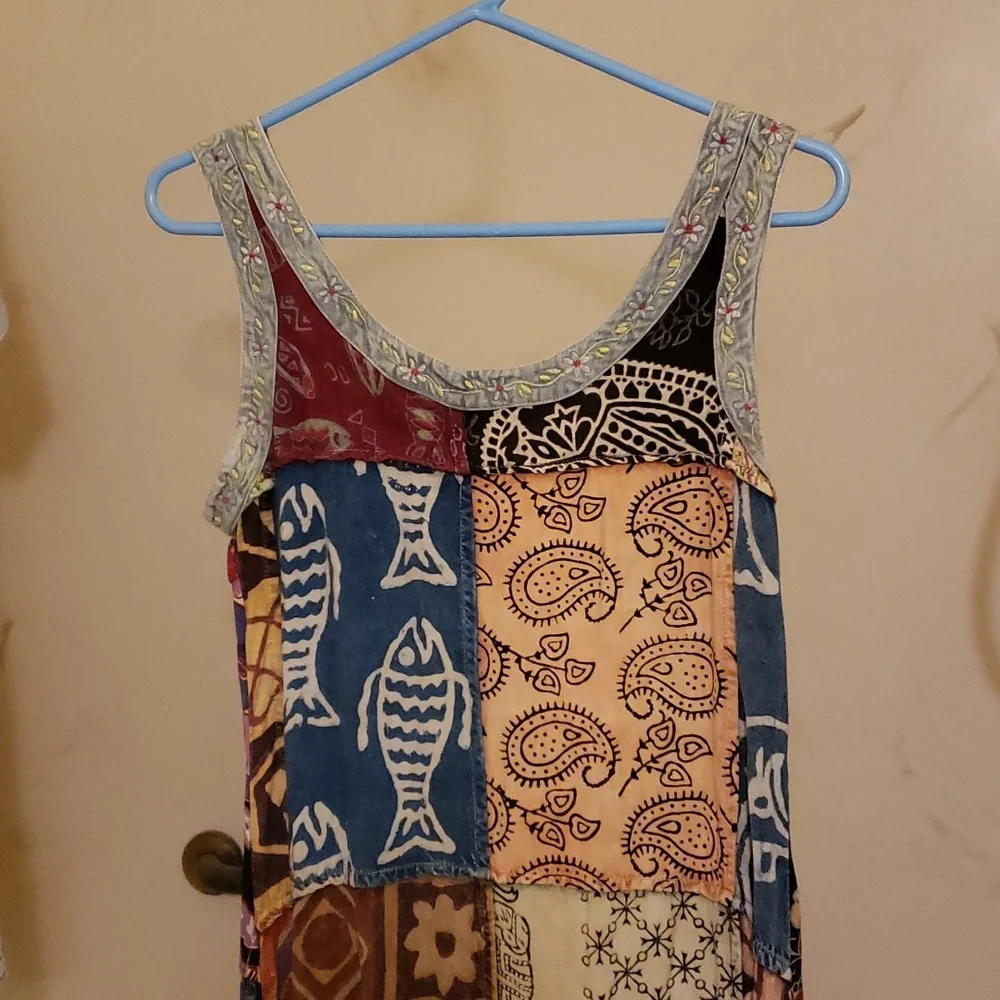 Vintage Sacred Threads Maxi Slip Drss With Side Slips Sz S - Picture 6 of 17